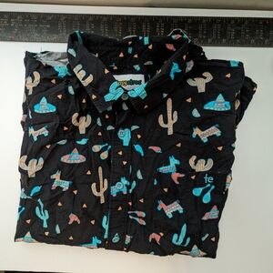 Tipsy elves Latin themed short sleeve button down shirt